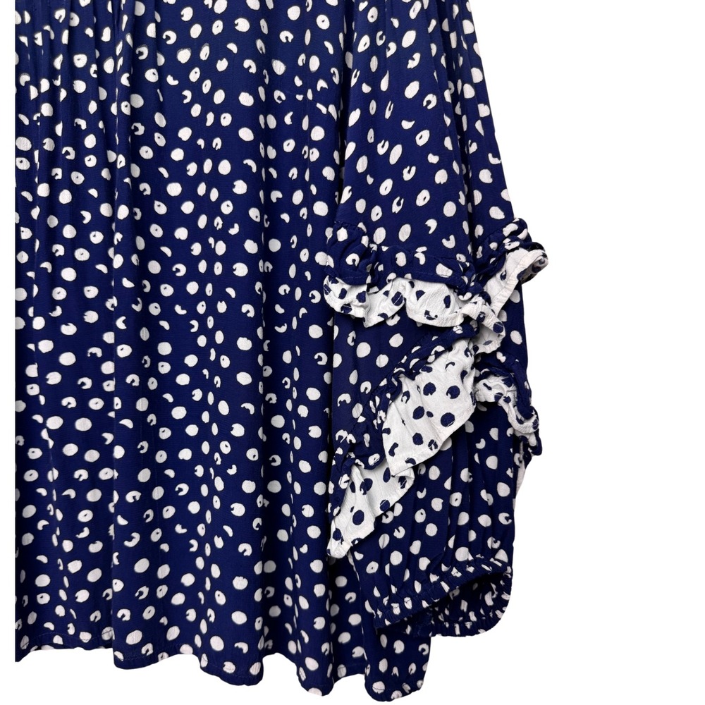 Soft Surroundings Blouse Womens 1X Polka Dot Pleated Ruffle Peasant Boho Cottage - Picture 5 of 8